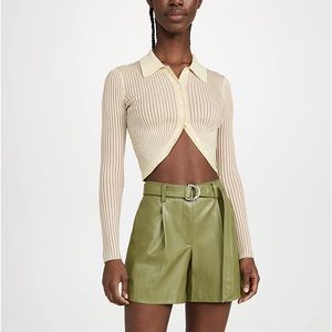 Rebecca Taylor Vegan Leather Belted Shorts